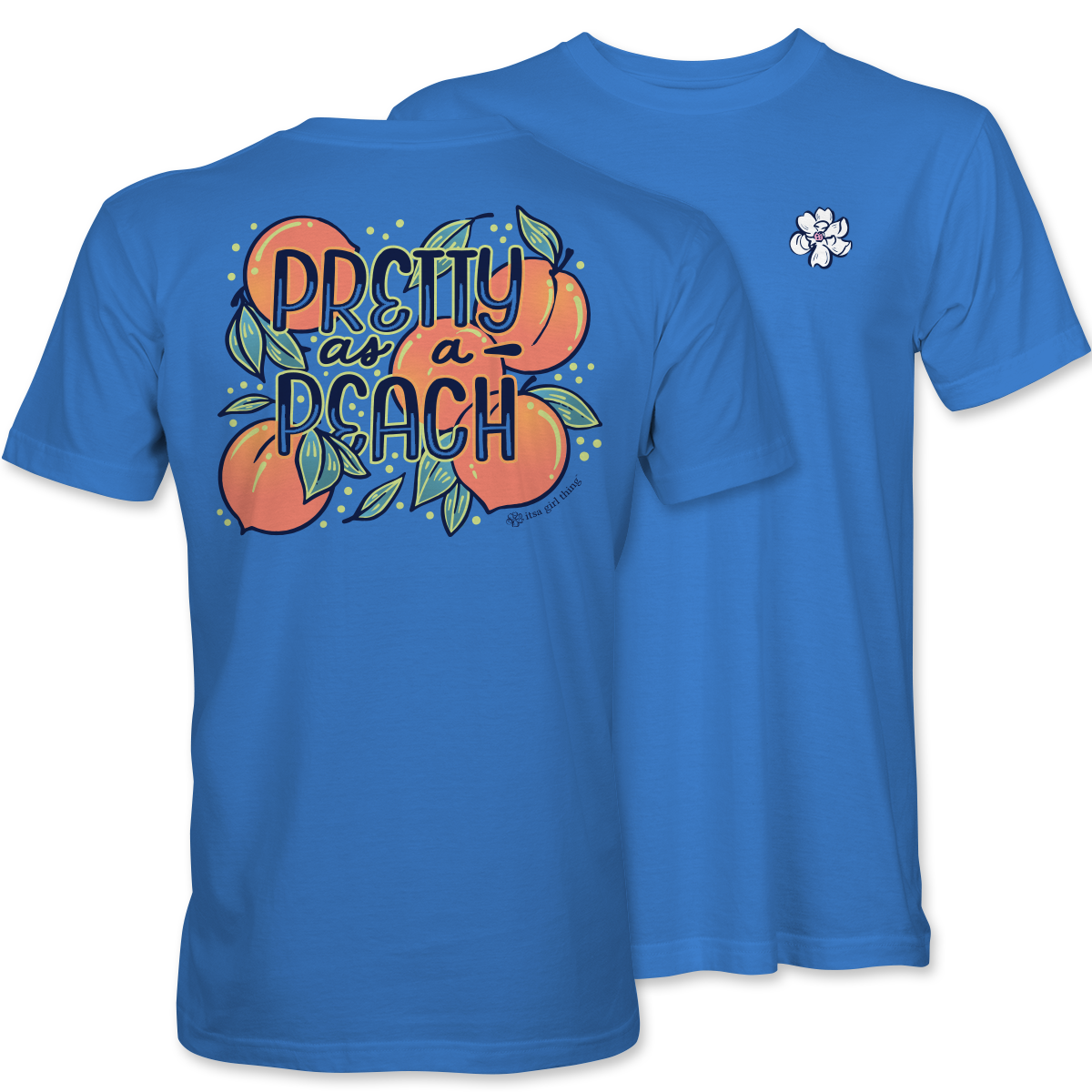 Pretty as a Peach T-Shirt – Iris Blue Comfort Tee