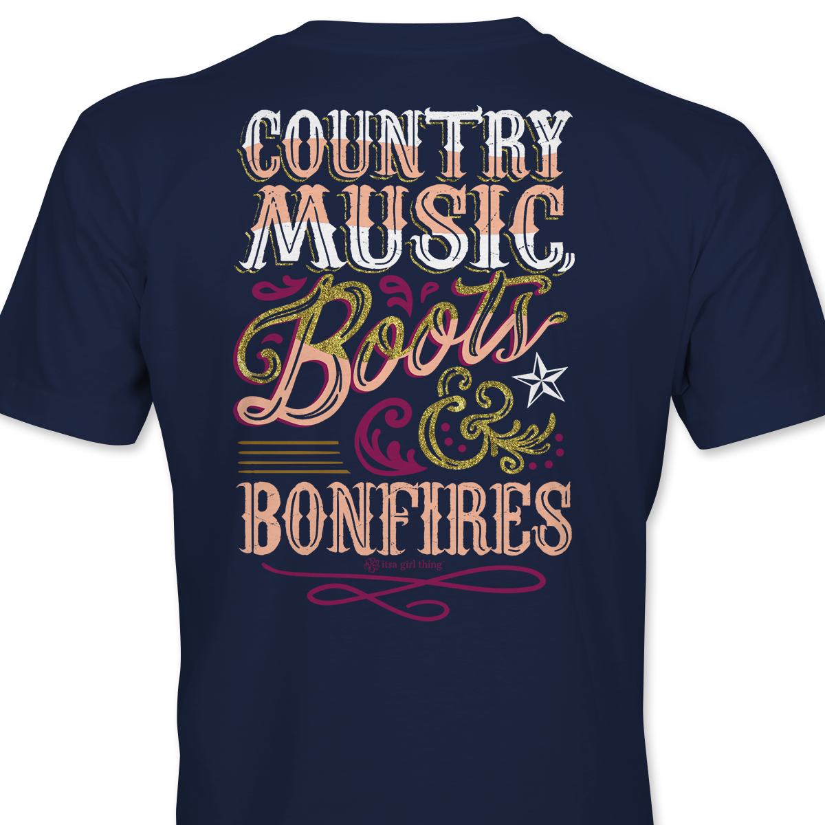 Country Music, Boots, Bonfires- Southern Nights T-Shirt