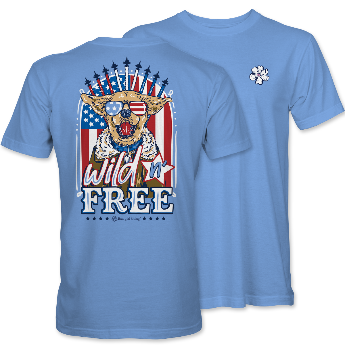 Wild N' Free Dog- Patriotic Puppy T-Shirt